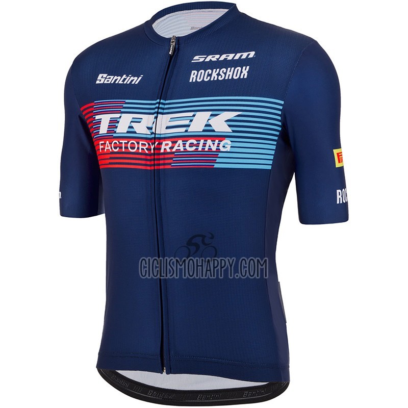 Trek Factory Racing Cycling Jersey Bib Short 2023 Men Short Sleeve Blue